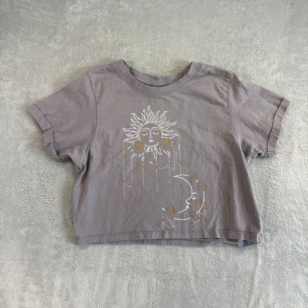 Celestial Sun and Mood Cropped Graphic T Shirt Size XS H